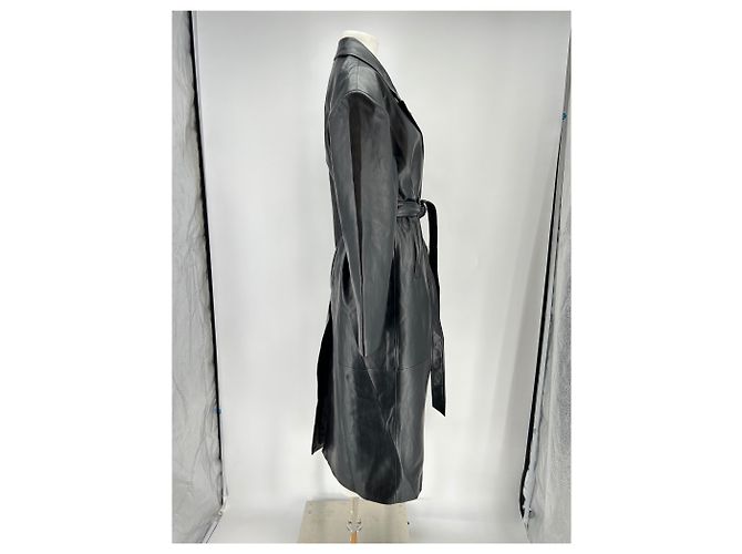 Autre Marque Trench-coat in similpelle Nero - vista 3