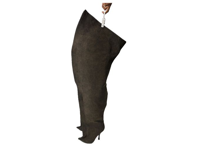 Isabel Marant Pour H&M Braune Jeans-Stiefel über dem Knie - Ansicht 2