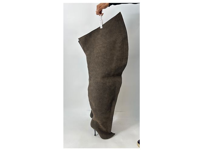Isabel Marant Pour H&M Braune Jeans-Stiefel über dem Knie - Ansicht 3