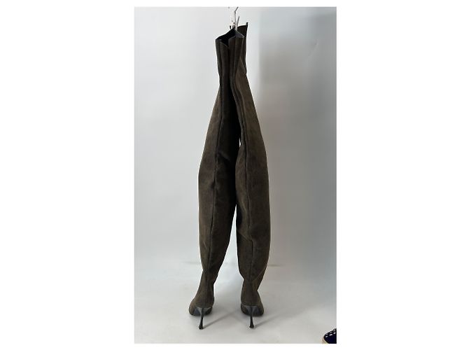Isabel Marant Pour H&M Braune Jeans-Stiefel über dem Knie - Ansicht 5
