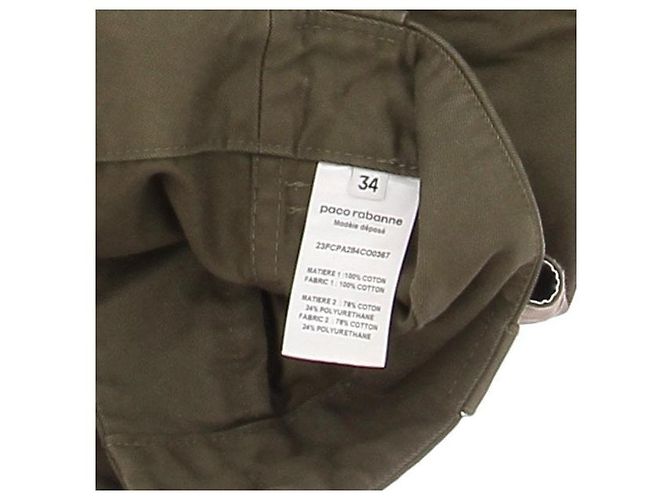 Pantalones Paco Rabanne de algodón caqui - vista 6
