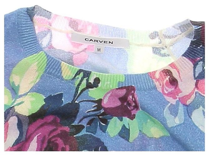Suéter Carven de algodón azul con flores - vista 6