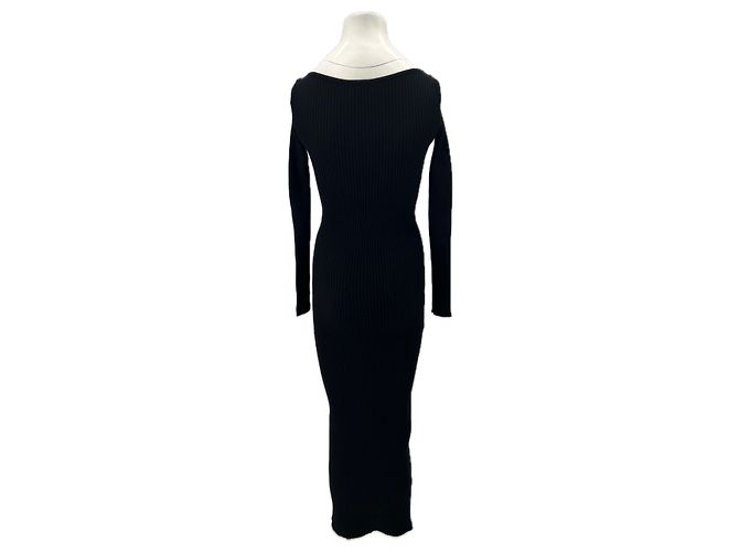 Courreges Langes Samtkleid in Schwarz - Ansicht 2