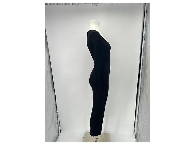 Courreges Langes Samtkleid in Schwarz - Ansicht 3