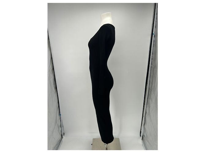 Courreges Langes Samtkleid in Schwarz - Ansicht 4