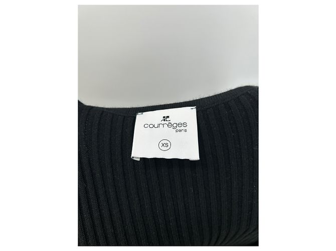 Courreges Langes Samtkleid in Schwarz - Ansicht 6