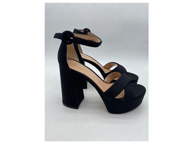 Gianvito Rossi Sandali con zeppa neri Nero - vista 4
