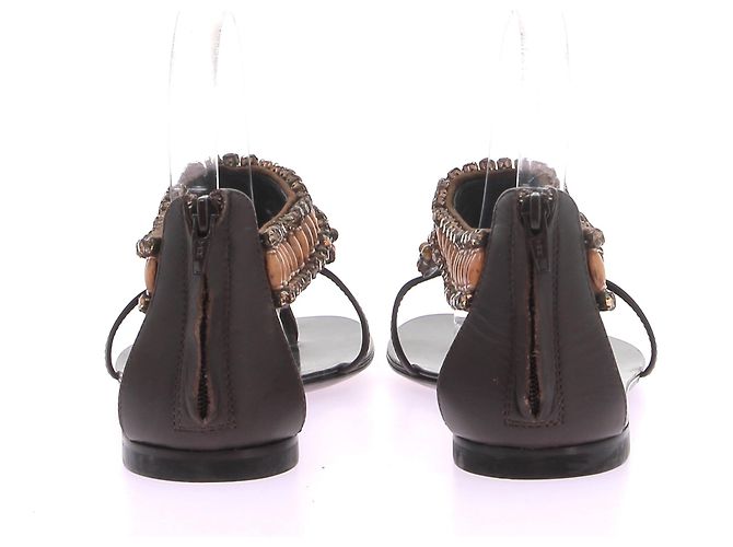 Giuseppe Zanotti Sandali marroni con pietre e strass Marrone - vista 5
