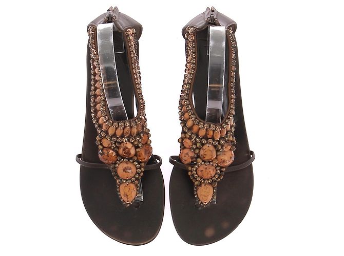 Giuseppe Zanotti Sandali marroni con pietre e strass Marrone - vista 6