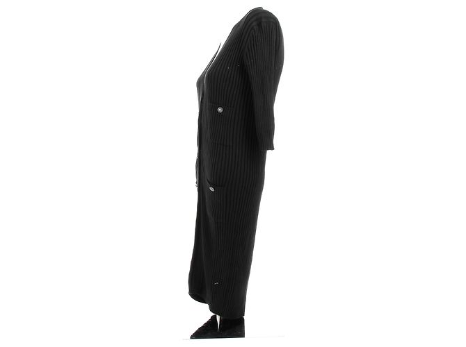 Chanel Langer schwarzer Baumwollcardigan - Ansicht 4