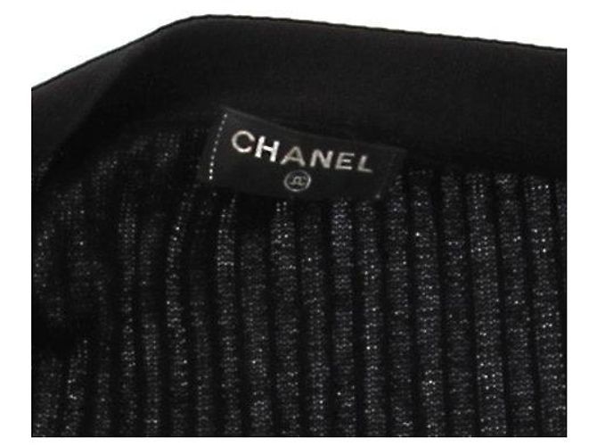 Chanel Langer schwarzer Baumwollcardigan - Ansicht 6