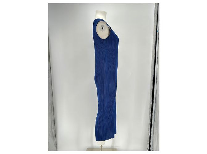 Pleats Please Ärmelloses Maxikleid Blau - Ansicht 3