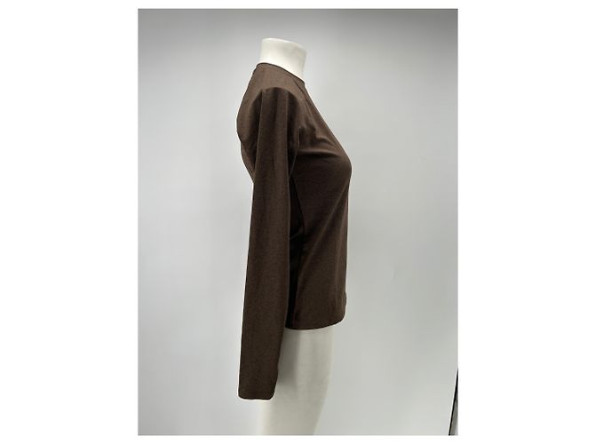 Autre Marque Dunkelbraunes Langarm-T-Shirt - Ansicht 3