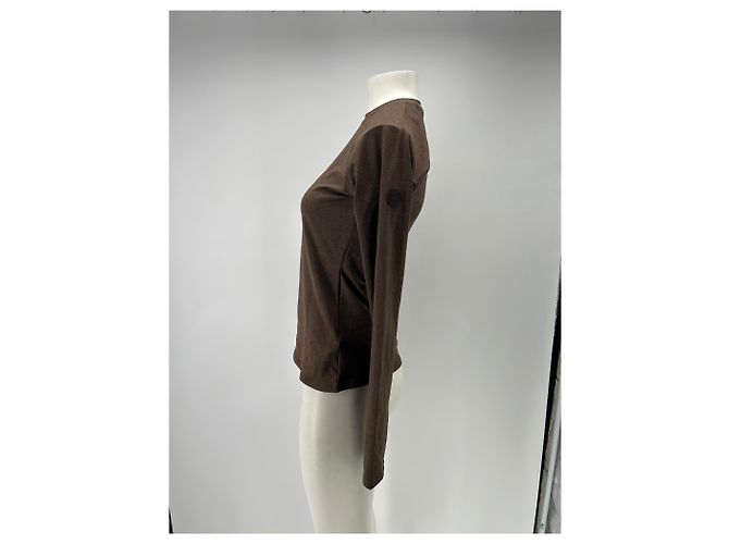 Autre Marque Dunkelbraunes Langarm-T-Shirt - Ansicht 4