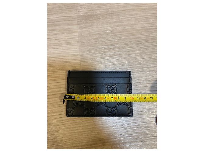 Gucci GG Embossed Black Leather Card Holder - view 10