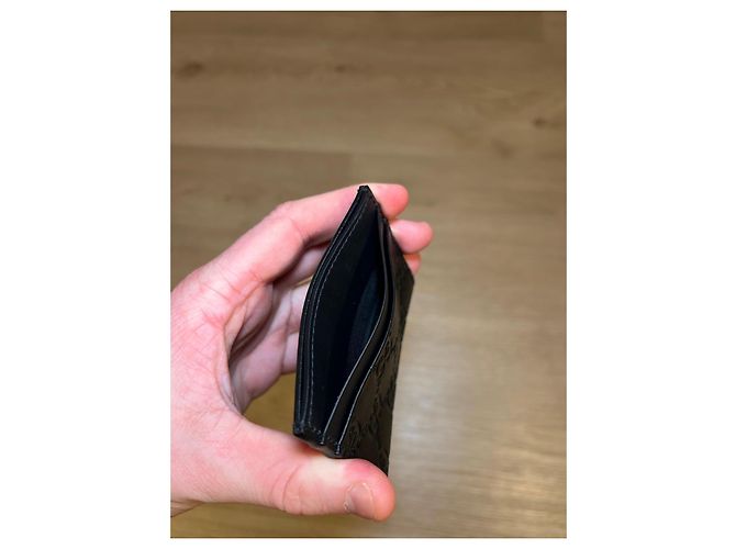 Gucci GG Embossed Black Leather Card Holder - view 5