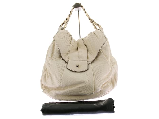 Zagliani Handtasche aus Pythonleder Weiß - Ansicht 8