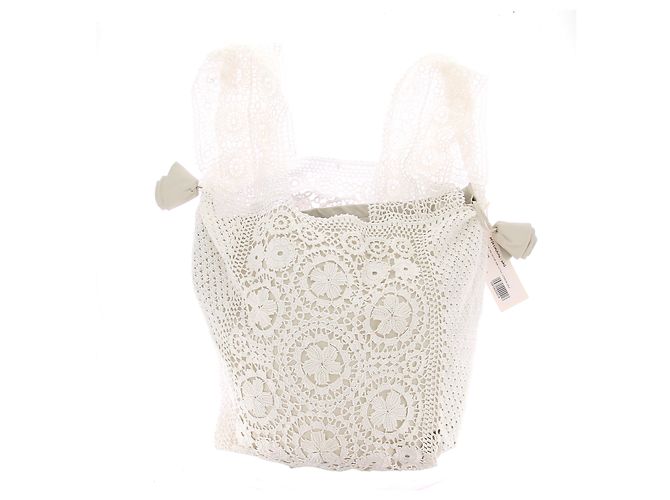 Borsa in crochet bianca Magda Butrym con motivi floreali Bianco - vista 6