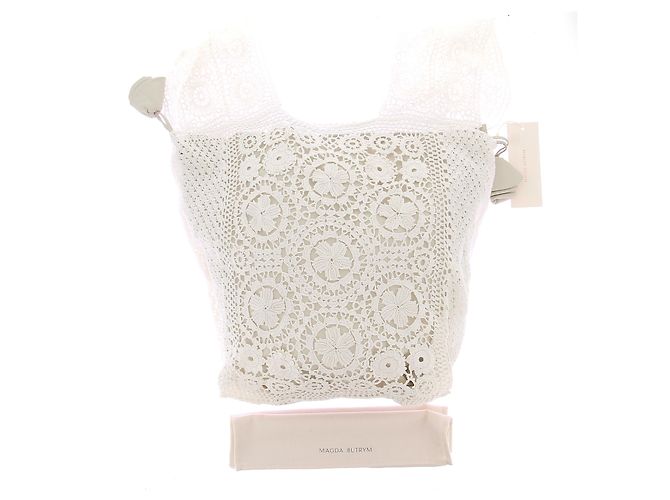 Borsa in crochet bianca Magda Butrym con motivi floreali Bianco - vista 9
