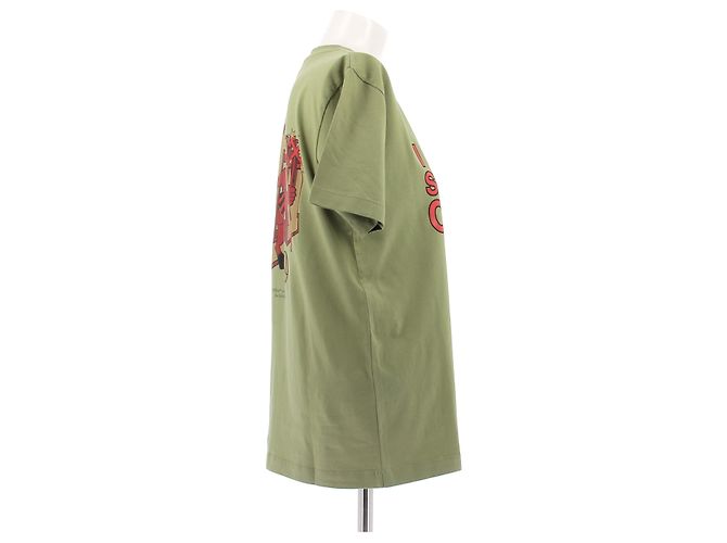 Camiseta Off White verde de algodão com letras - vista 3
