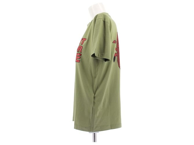 Camiseta Off White verde de algodão com letras - vista 4