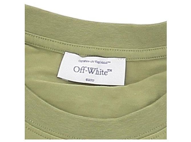 Camiseta Off White verde de algodão com letras - vista 5