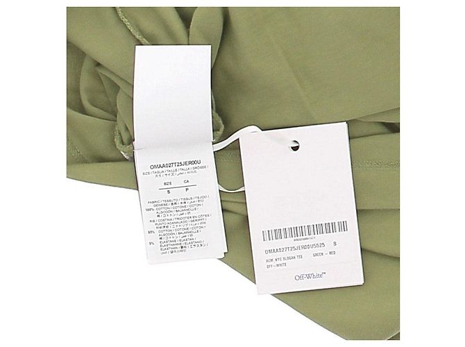 Camiseta Off White verde de algodão com letras - vista 6