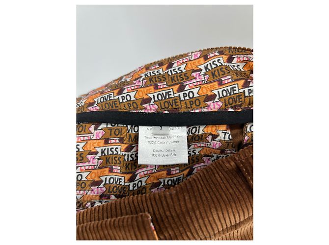 La Prestic Ouiston Pantalón de terciopelo marrón de seda Castaño - vista 4
