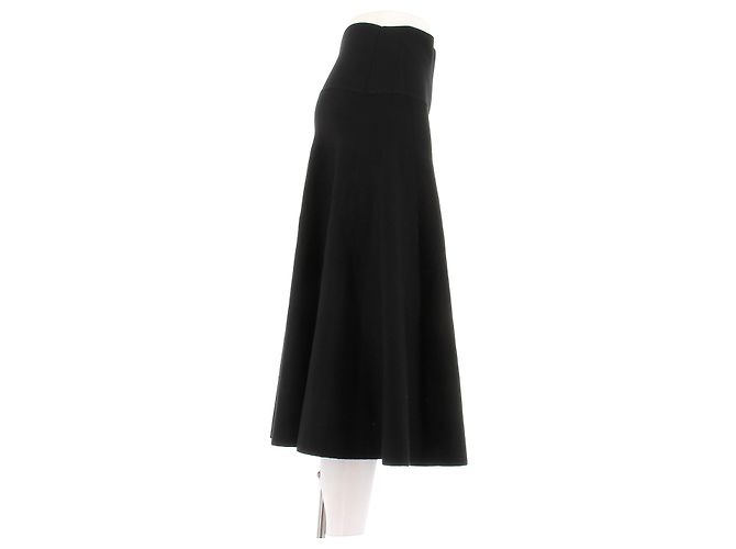Falda midi negra de lana The Row Negro - vista 3