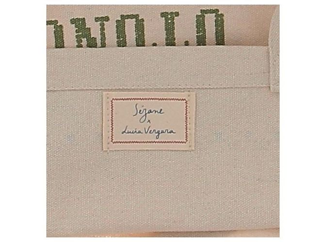 Borsa tote SéZane x Lucia Vergara beige in cotone - vista 4