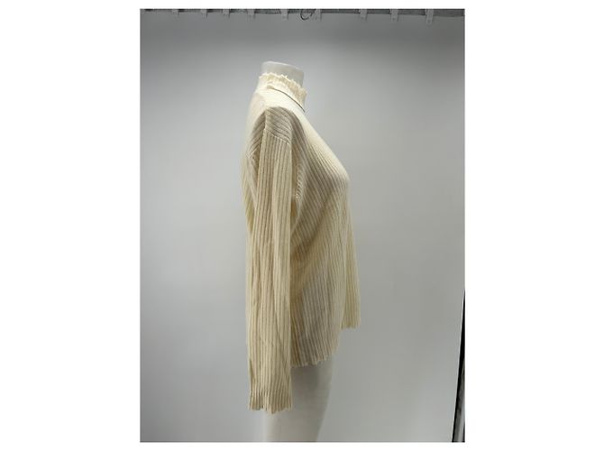 R13 Suéter de cuello V crema de cachemira Beige - vista 3