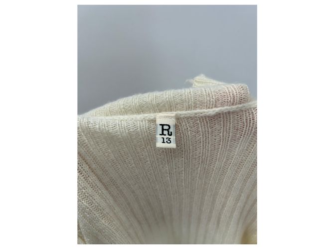 R13 Suéter de cuello V crema de cachemira Beige - vista 5