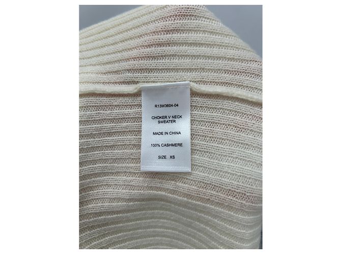 R13 Suéter de cuello V crema de cachemira Beige - vista 6
