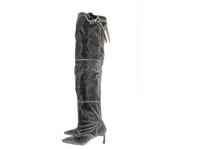 Botas altas Bruno Magli de cuero negro con tacón - vista 3