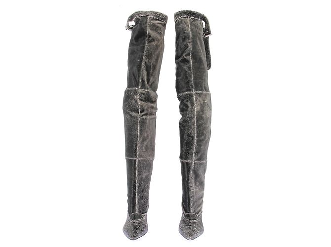 Botas altas Bruno Magli de cuero negro con tacón - vista 4