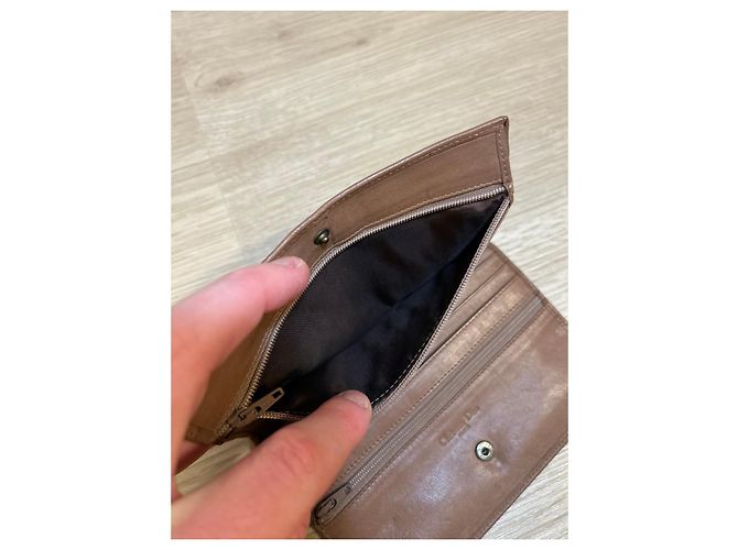 Dior Monogram Brown Leather and Beige Canvas Wallet - view 13