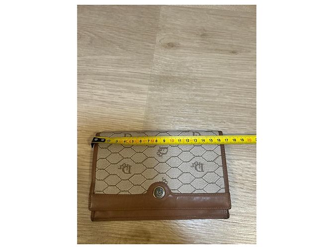 Dior Monogram Brown Leather and Beige Canvas Wallet - view 17
