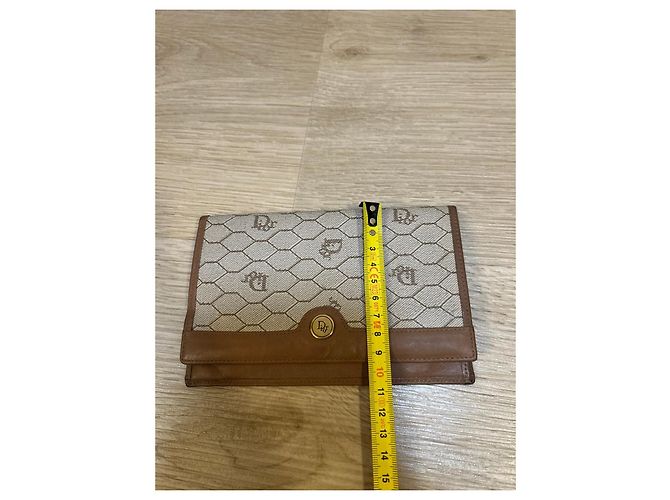 Dior Monogram Brown Leather and Beige Canvas Wallet - view 18