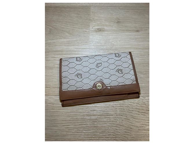 Dior Monogram Brown Leather and Beige Canvas Wallet - view 2