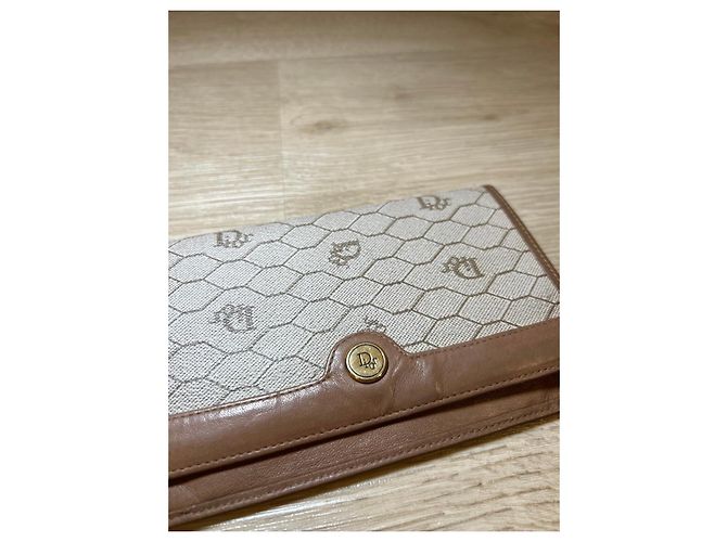Dior Monogram Brown Leather and Beige Canvas Wallet - view 3