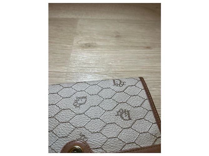Dior Monogram Brown Leather and Beige Canvas Wallet - view 4