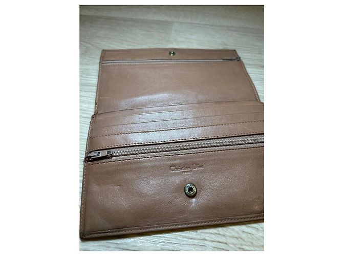 Dior Monogram Brown Leather and Beige Canvas Wallet - view 5