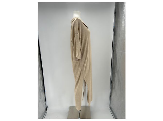 Vestido largo texturizado beige Totême de algodón - vista 3