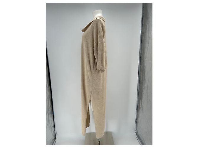 Vestido largo texturizado beige Totême de algodón - vista 4