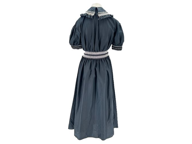 Autre Marque Vestido midi negro VIVETTA con detalles bordados de algodón - vista 2