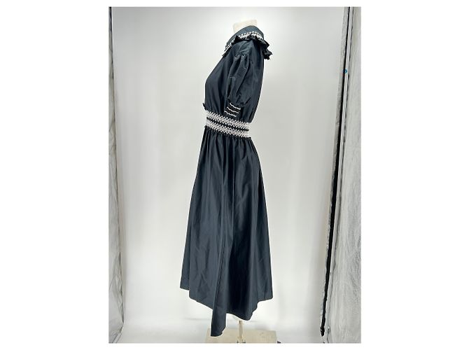 Autre Marque Vestido midi negro VIVETTA con detalles bordados de algodón - vista 3