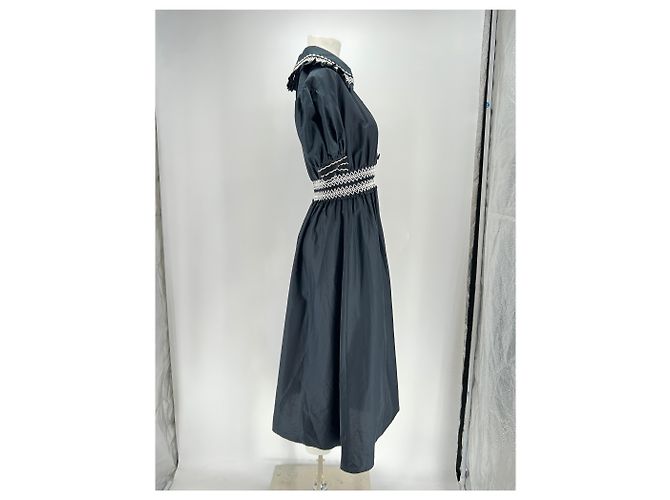Autre Marque Vestido midi negro VIVETTA con detalles bordados de algodón - vista 4