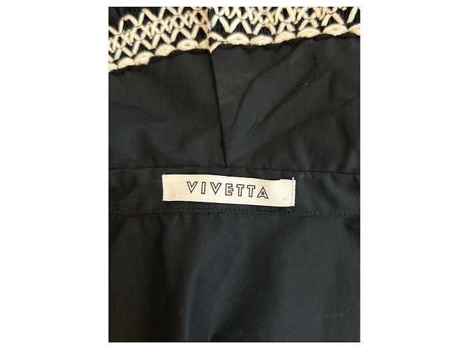 Autre Marque Vestido midi negro VIVETTA con detalles bordados de algodón - vista 6
