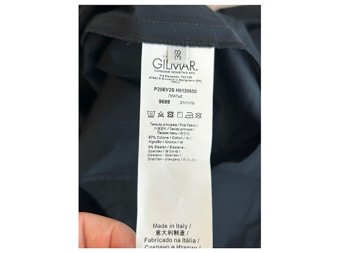 Autre Marque Vestido midi negro VIVETTA con detalles bordados de algodón - vista 7