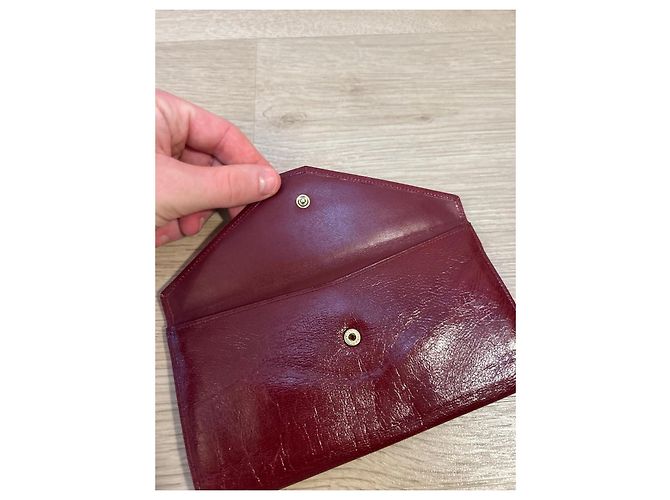 Céline Celine Bordeaux Leder Geldbörse - Ansicht 12
